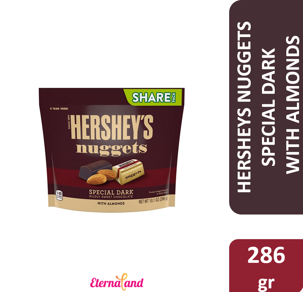 Hersheys Nuggets Dark Chocolate with Almonds 10.1 Oz