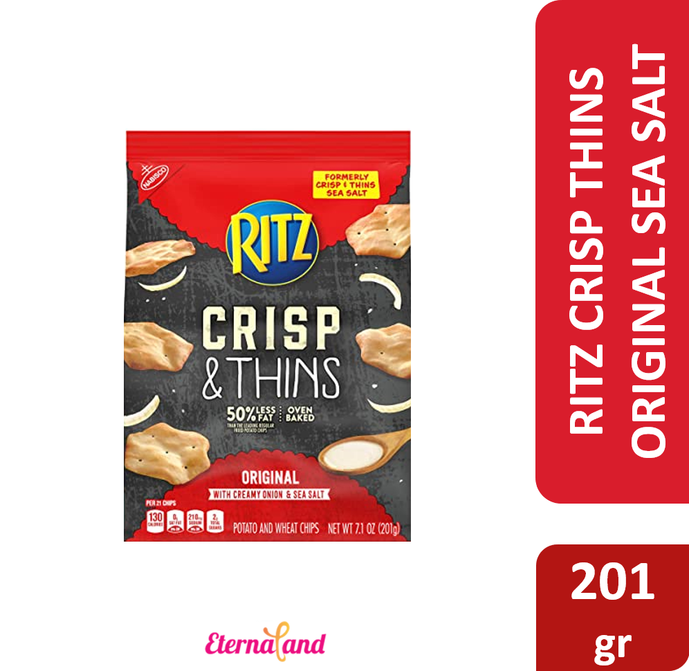 Ritz Crisp & Thins 50% Less Fat Original with Creamy Onion & Sea Salt 7.1 oz